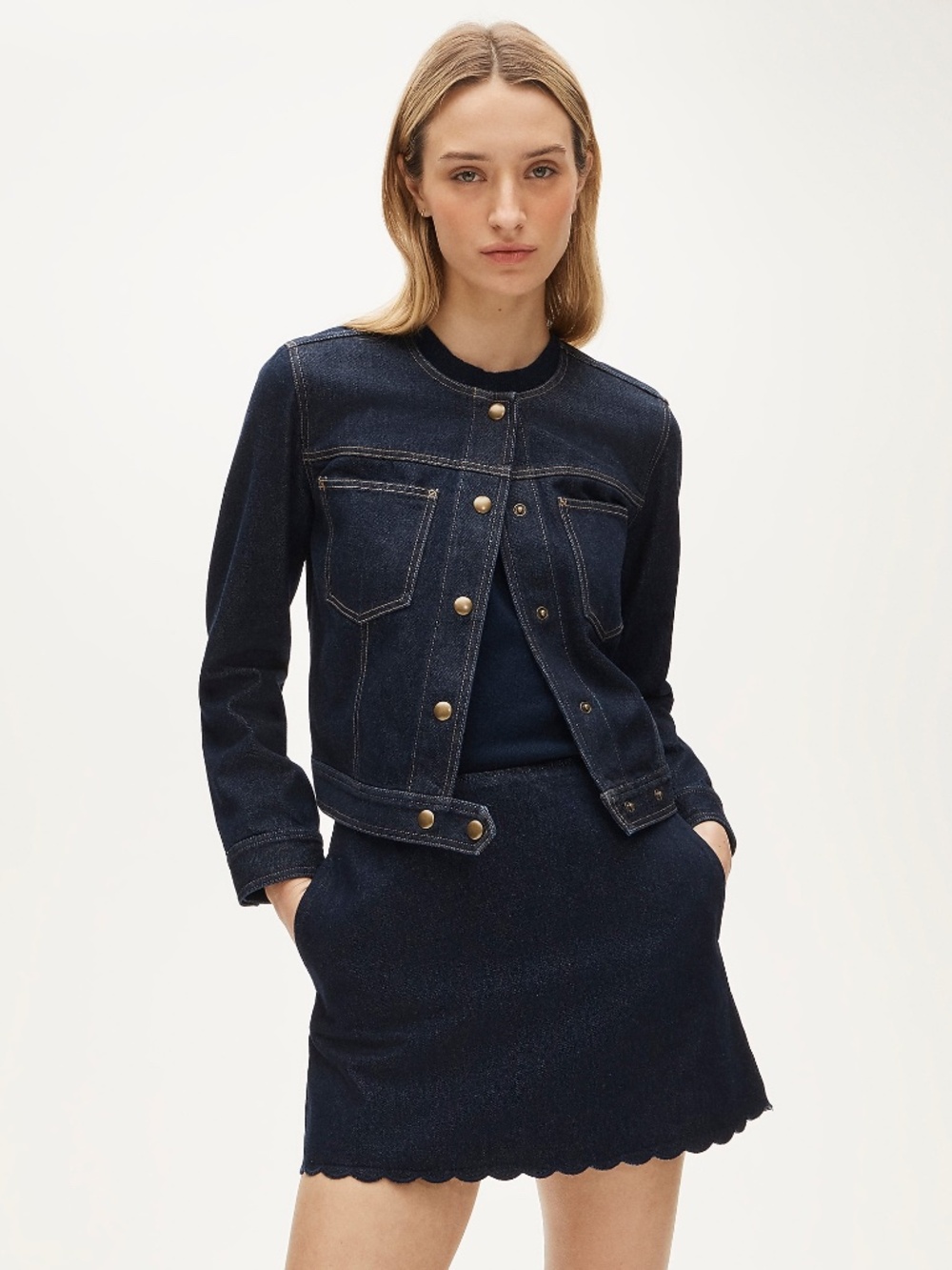 NWT J.Crew Fairfax Scalloped Mini Skirt in Denim
